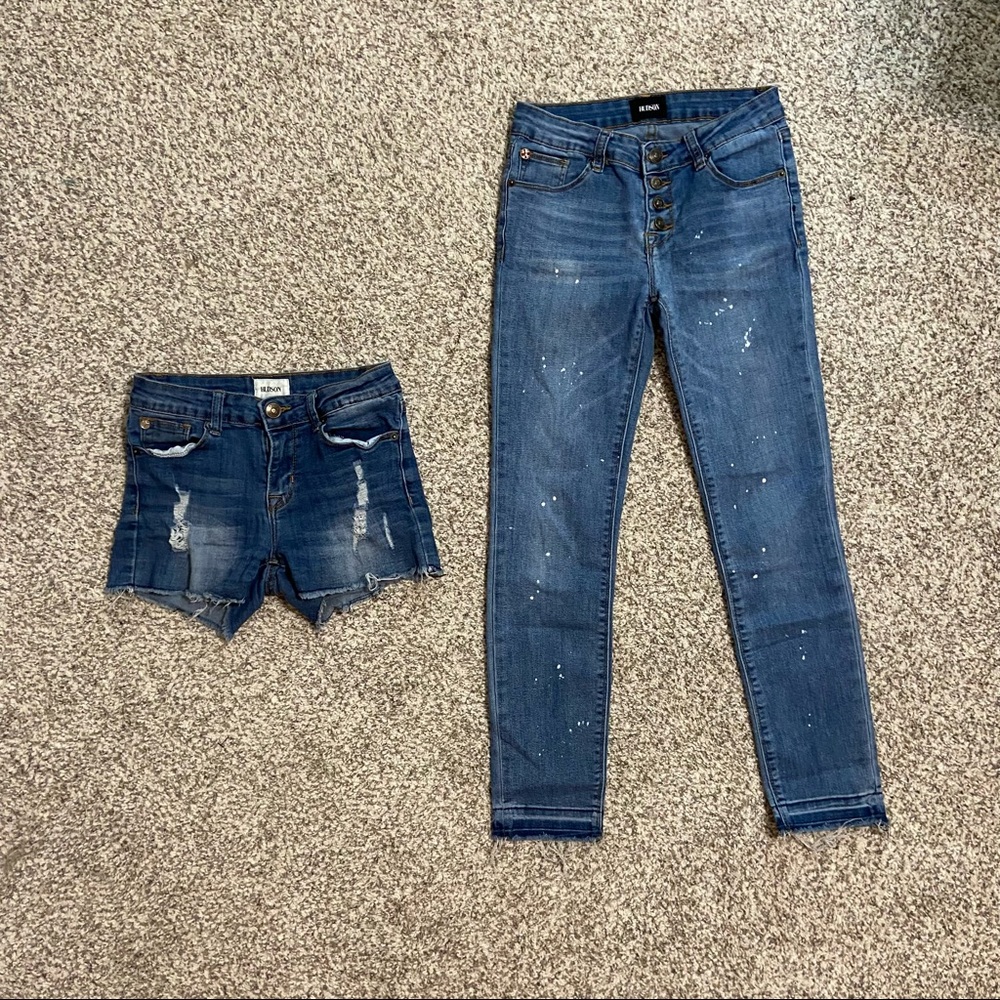 Girls Hudson jeans and jean shorts